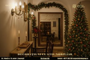 Decoratiuni de Craciun în stil interbelic: Eleganța nobiliarei Eko Group Vila dezvăluită în atmosfera Crăciunului anilor ’30